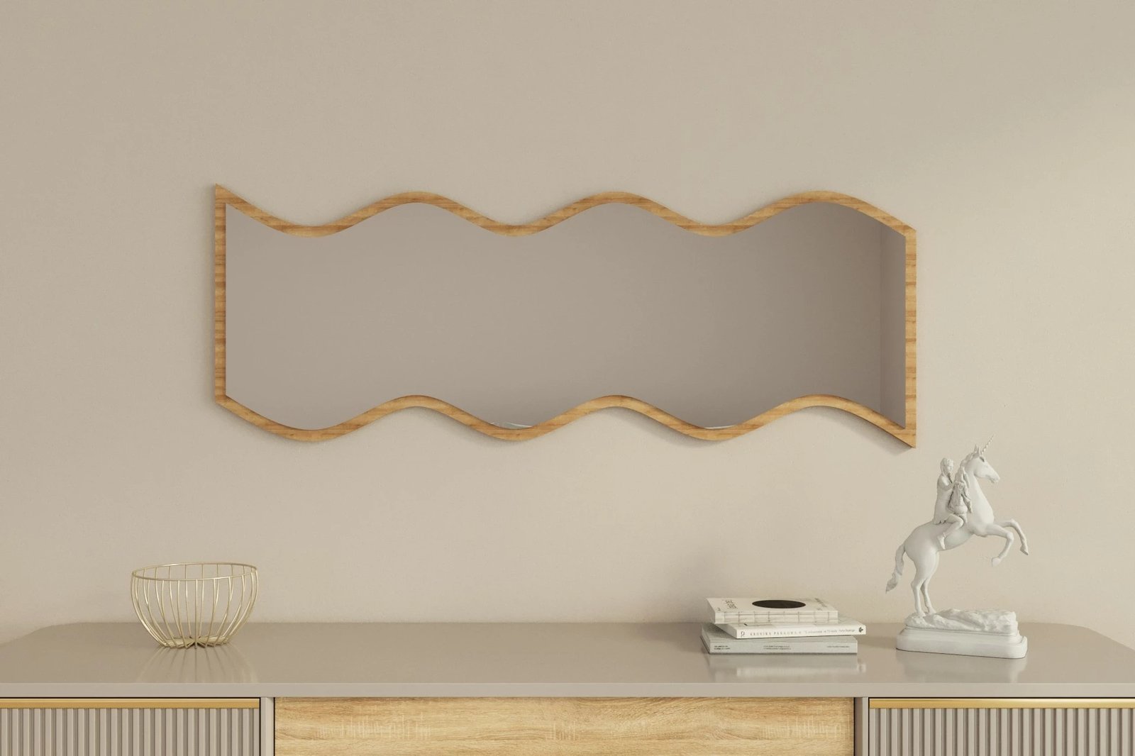 Pasqyrë dekorative Skye Decor, e bardhë, natyrale