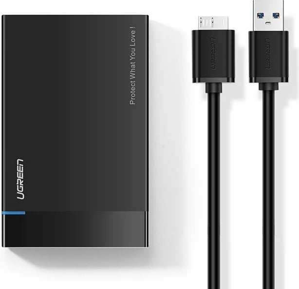 Kasë Ugreen US221 30848 për HDD/SSD 2.5", USB 3.2 Gen 1, me kabllo 0.5m, e zezë