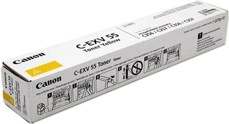 Toner Canon C-EXV 55 (2185C002), rendiment 9,800–23,700 faqe, për imageRUNNER ADVANCE C256/C257/C356/C357, e verdhë