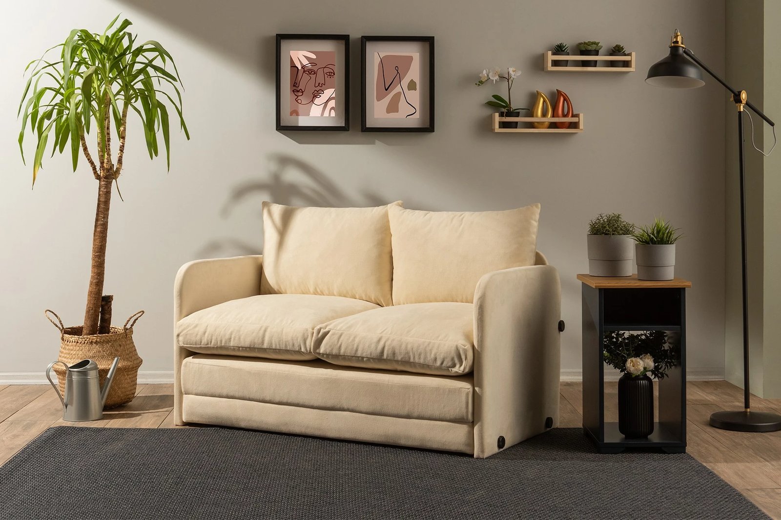 Divan-krevat dy ulëshe, ngjyrë krem, Saga, Atelier del Sofa
