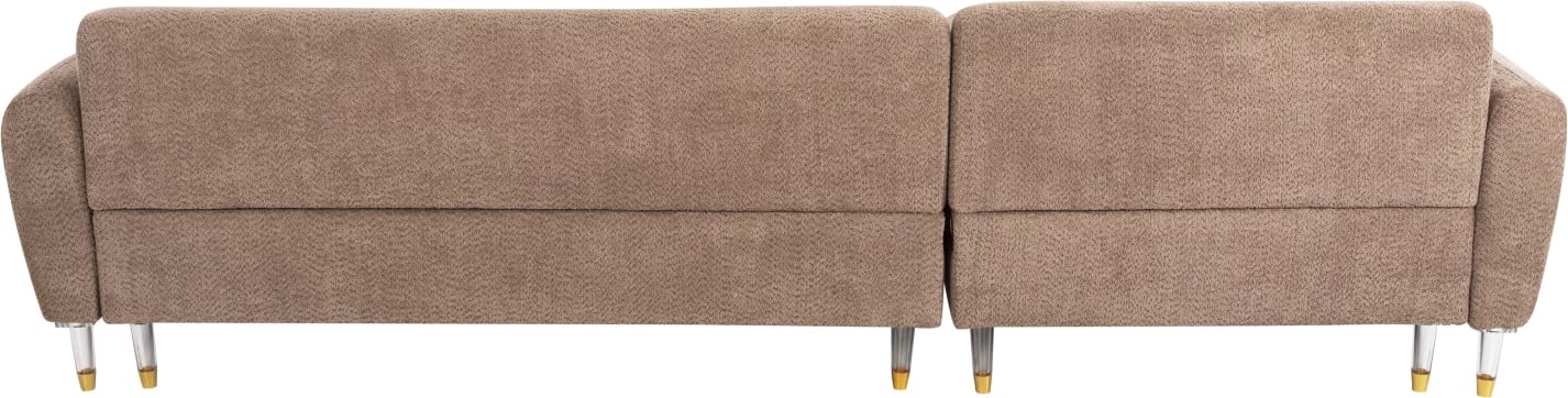 Divan qoshe i kthyeshëm FLYER FH6072.01, pëlhurë kafe, këmbë të larta metalike, 285x86-172x74H cm