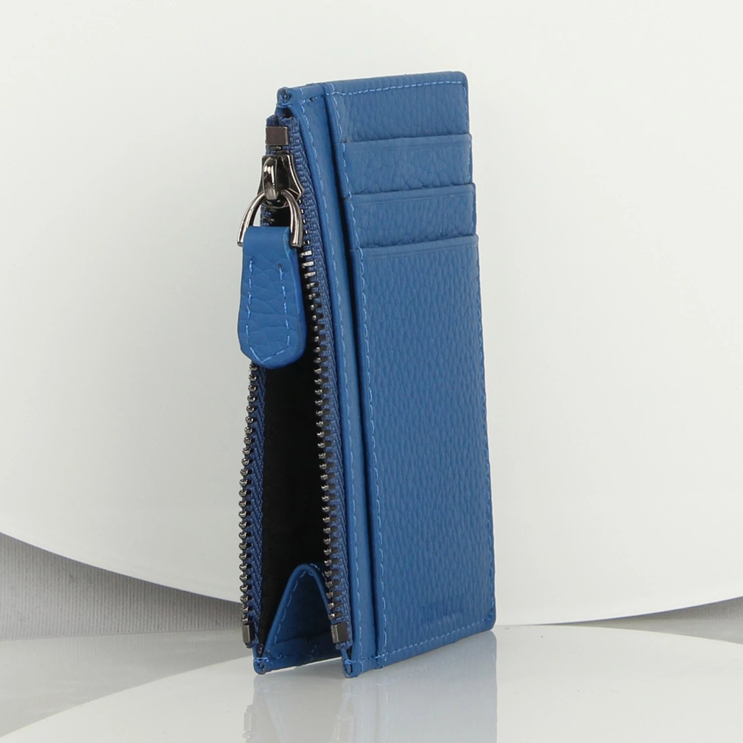 Portofol prej lëkure, ngjyrë sax blue, Zoozie Bags, 8.5x11cm