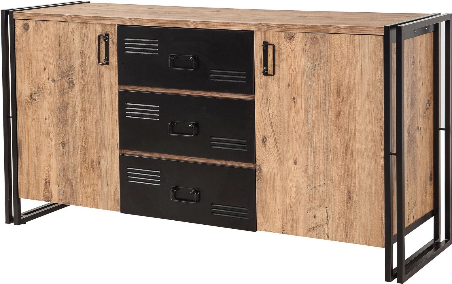 Konsol industrial Skye Decor, ngjyrë Atlantic Pine dhe e zezë, Cosmo Rio