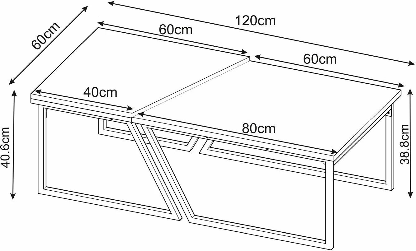 Set tavolinash kafeje Skye Decor, Verona P0024623, ngjyrë arre rustike