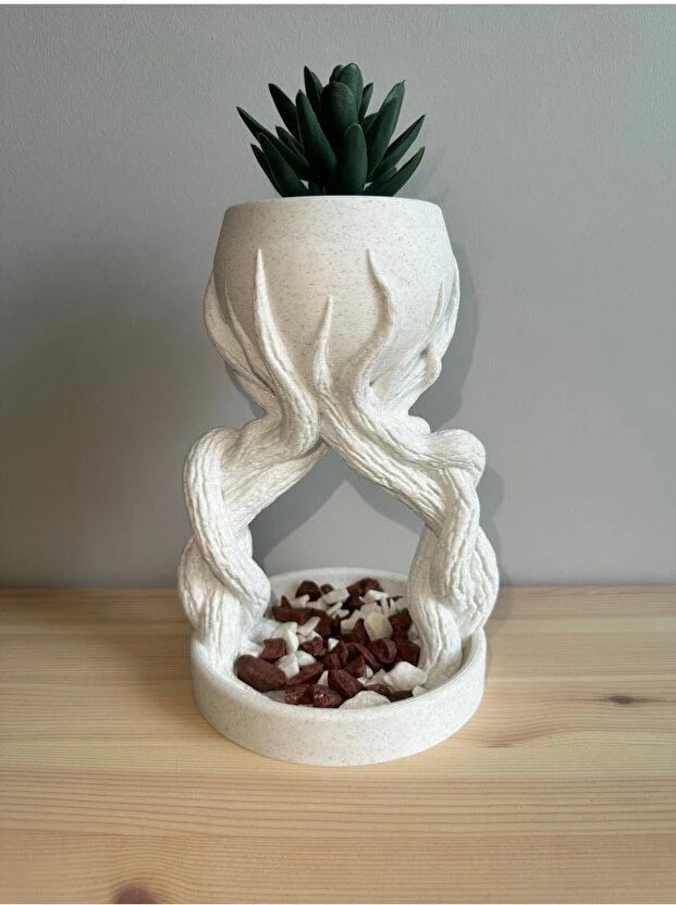 Vazo dekorative Evila Originals, formë druri, e bardhë