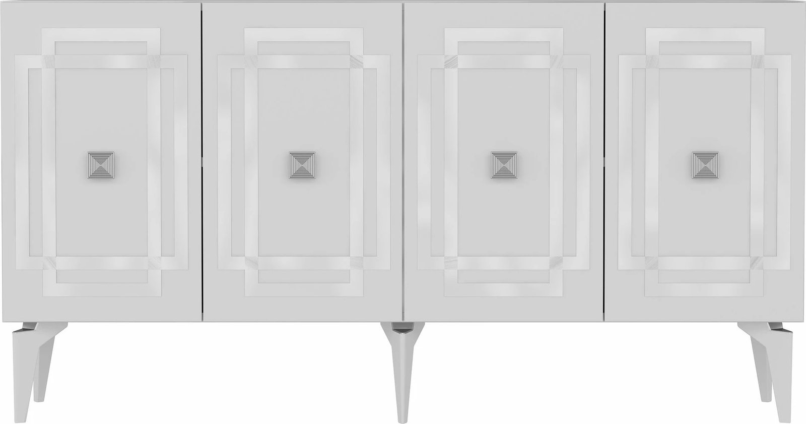 Konsol Skye Decor, ngjyrë e bardhë dhe argjend