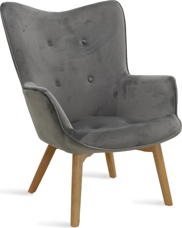 Fotel Kido kadife ngjyrë argjendi-gri