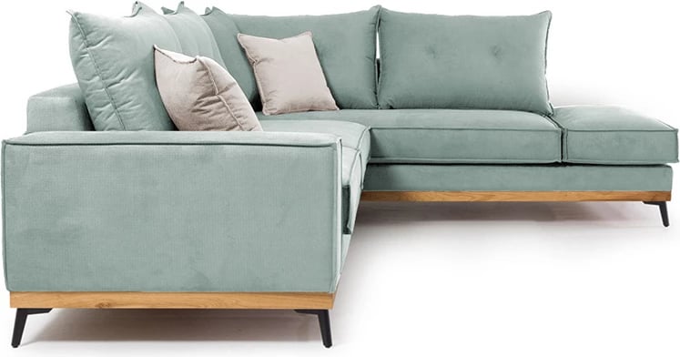 Divan qoshe luksoz II, kënd i majtë, stof ciel-krem, 290x235x95 cm