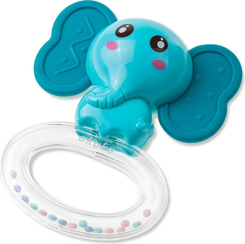 Kafshues silikoni me zile, AKUKU Elephant, rreth 10 cm, 3m+, multicolor