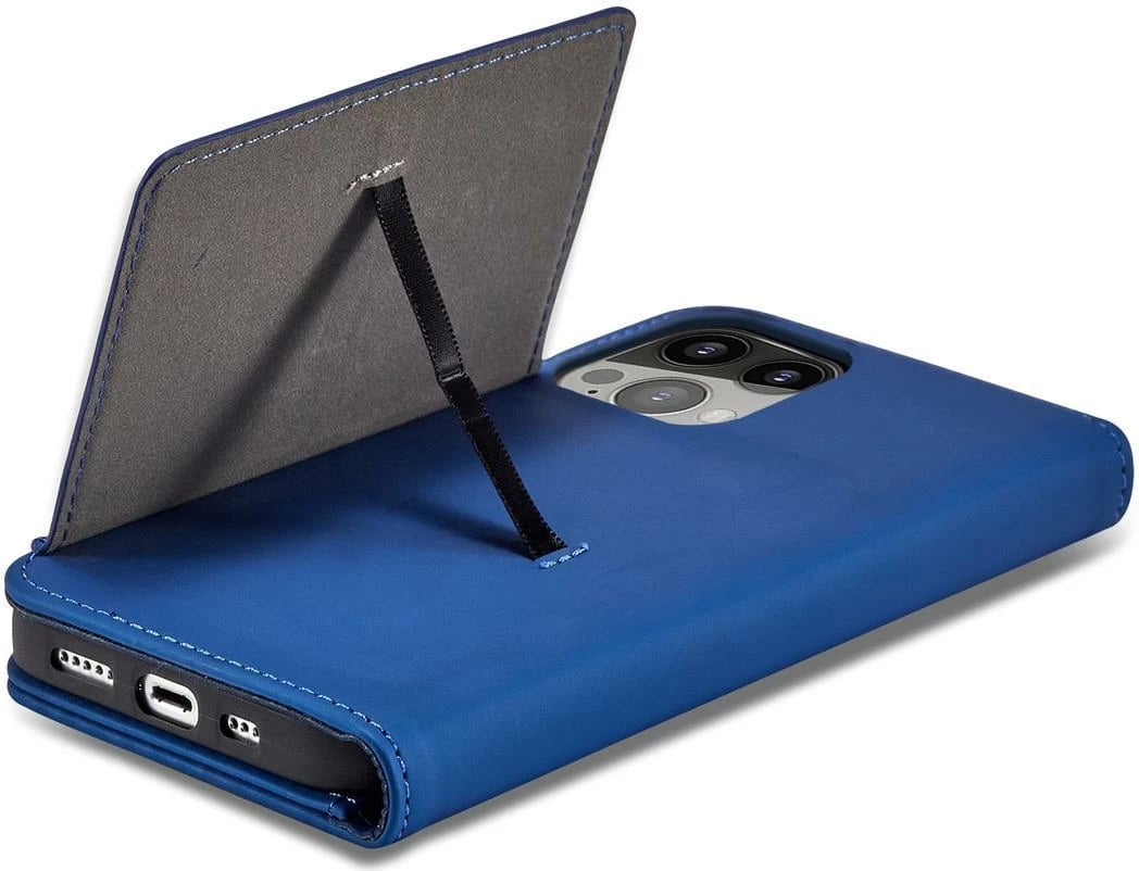 Mbështjellës magnetik për celular Hurtel Magnet Card Case për iPhone 13 Pro, me portofol dhe qëndrim, kaltër