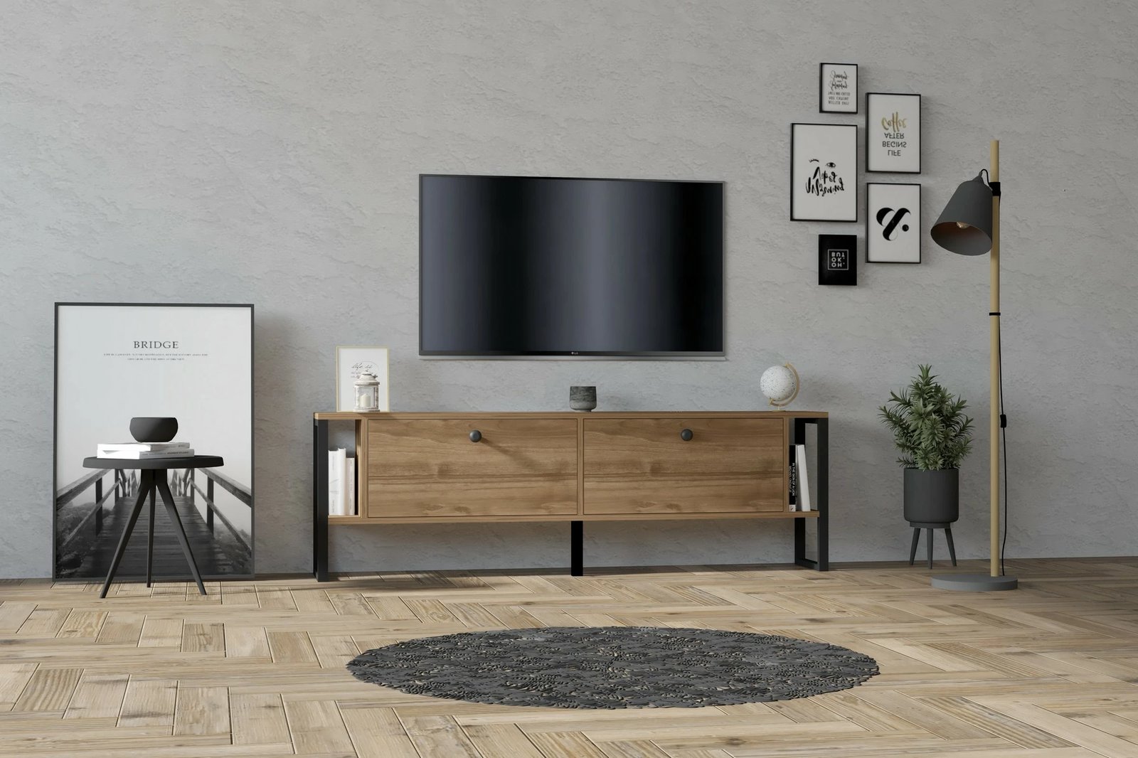 Komodë TV Hanah Home, ngjyrë ahu (walnut)