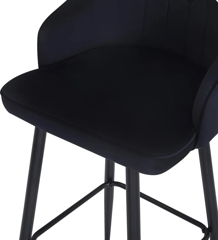 Karrige për bar Velva, kadife, ngjyrë e zezë, 49x63x113cm