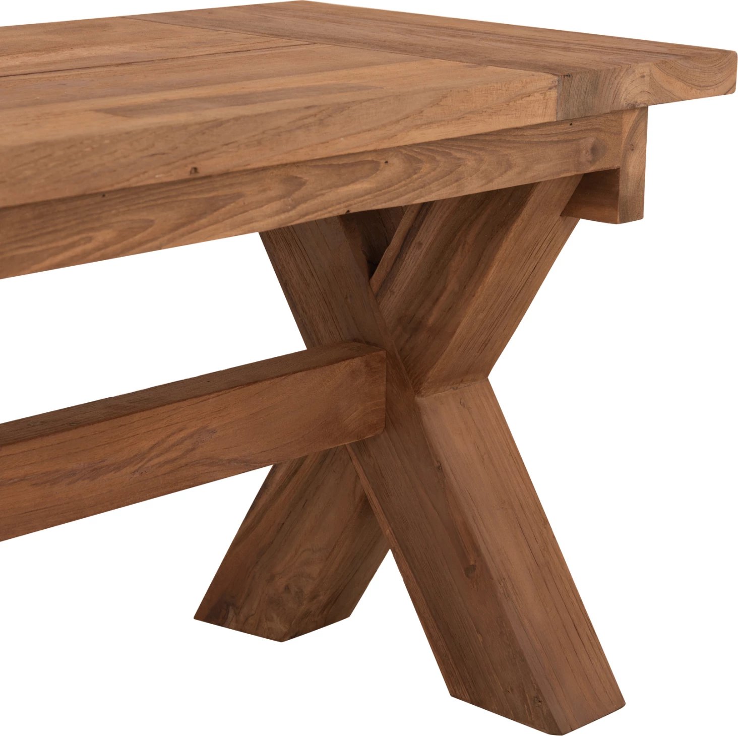 Stol për jashtë, dru TEAK i ricikluar, ngjyrë natyrale, 220x40x45H cm