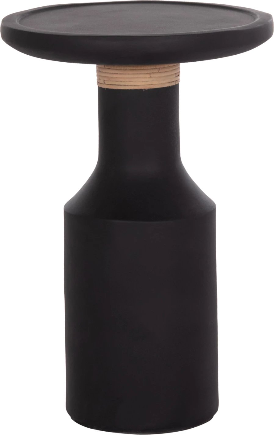 Tavolinë anësore TRED(T), fibër-cement, e zezë, ratan natyral, FH18169.01, 40x61cm