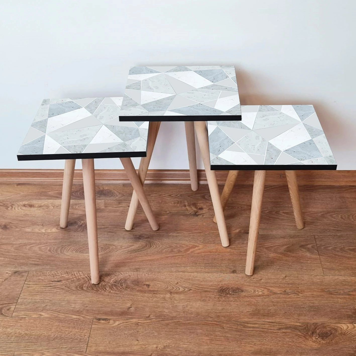 Set tavolinash ndihmëse, 3 copë, Skye Decor, ngjyrë kaltër e çelët, 3Shp175