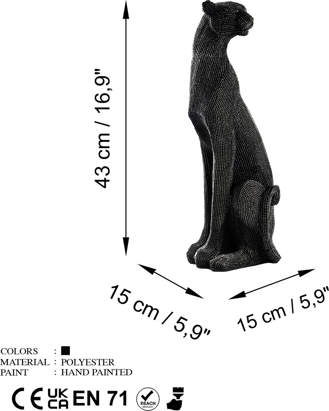 Objekt dekorativ Aberto Design, leopard, i zi