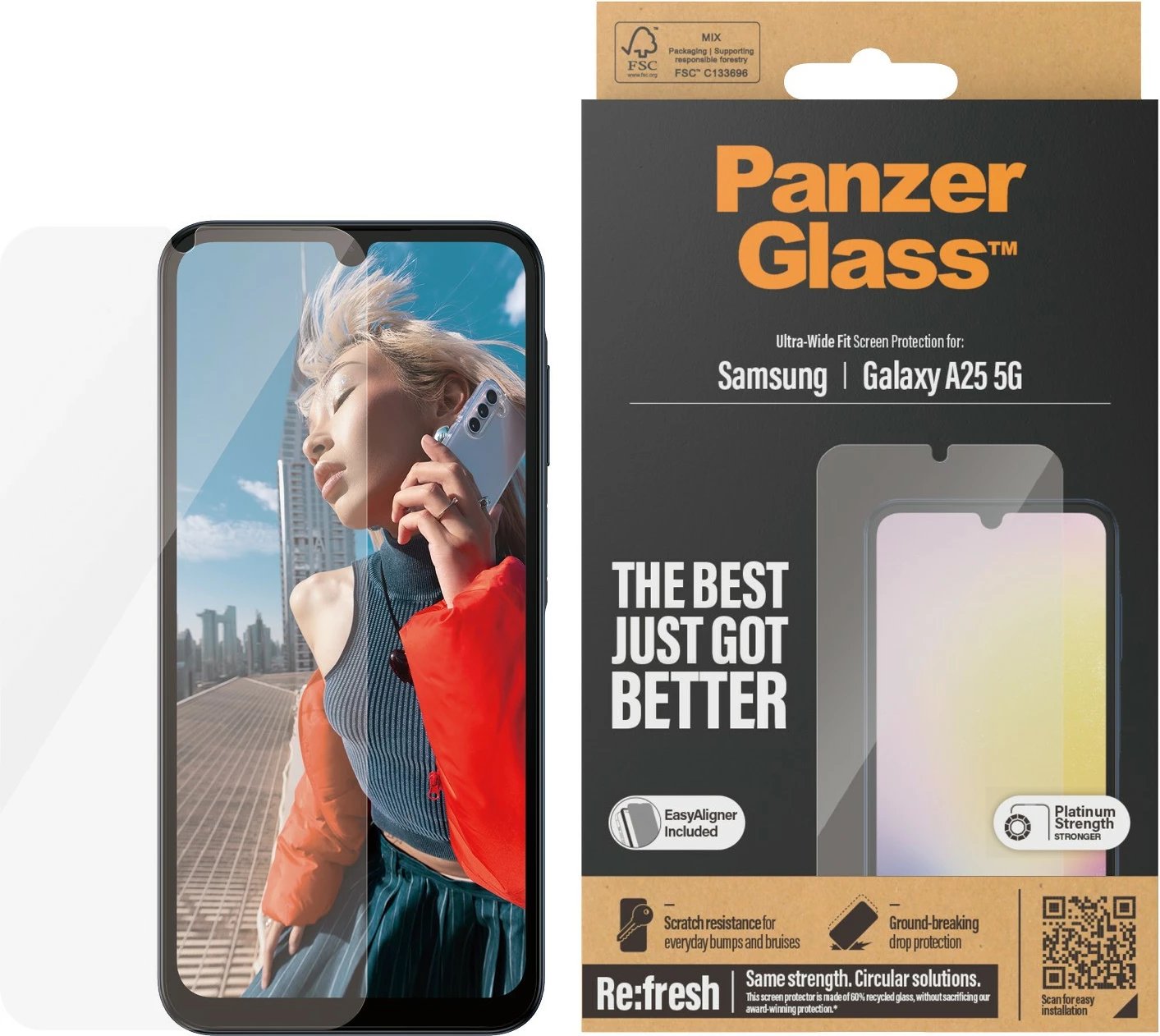 Mbrojtëse ekrani PanzerGlass për Samsung Galaxy A25 5G, transparente