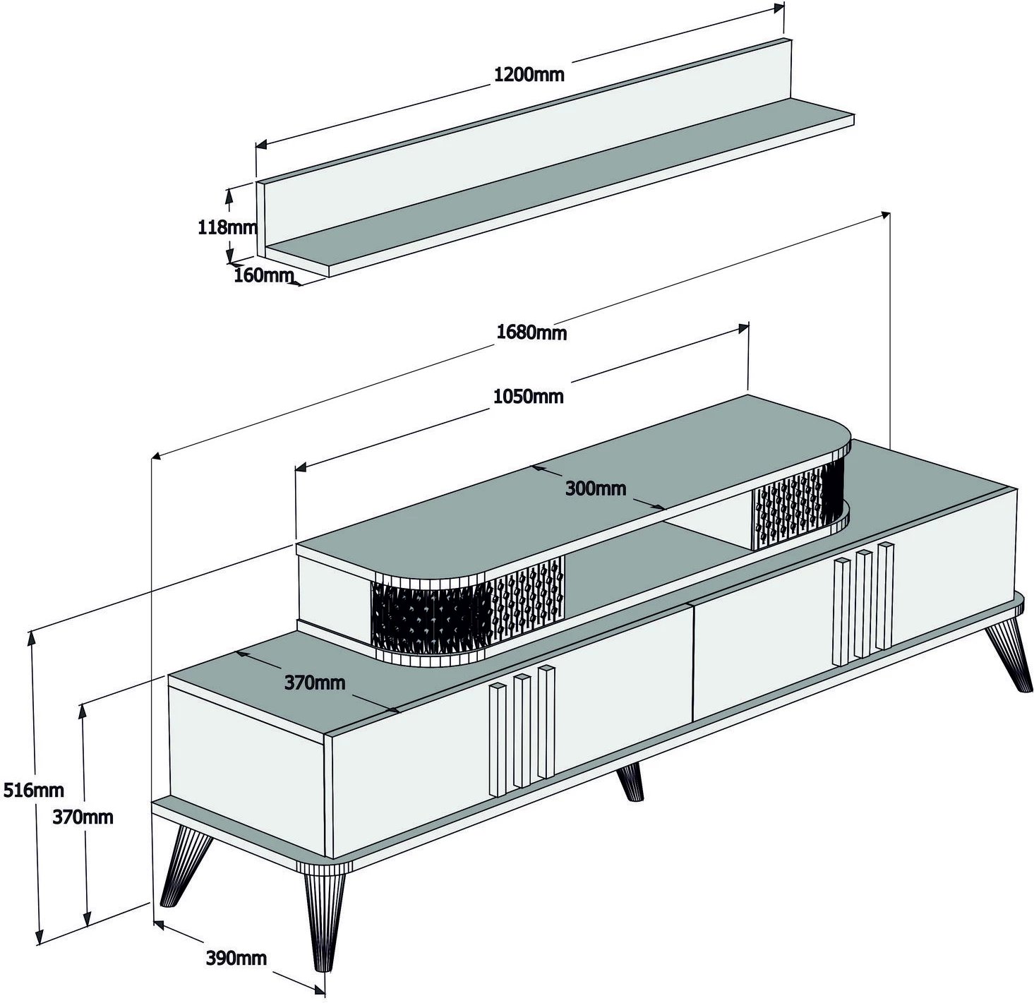 Komodë TV Hanah Home, Eylül, ngjyrë lisi