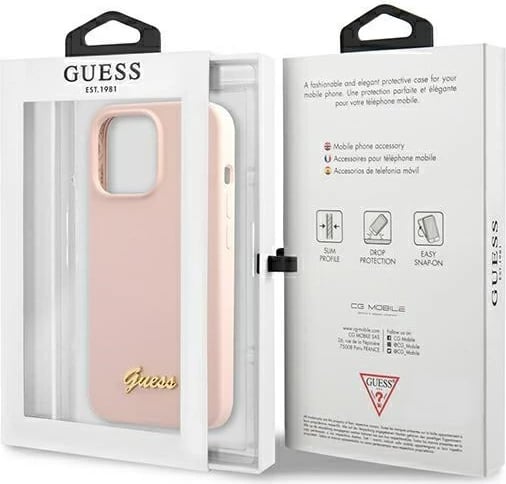 Mbështjellës Guess GUHMP13LLSLMGLP për iPhone 13/13 Pro 6.1", silikon, MagSafe, rozë e çelur