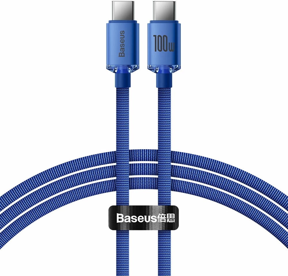 Kabllo USB-C në USB-C Baseus Crystal Shine Series CAJY000603, 1.2m, 100W, Blu