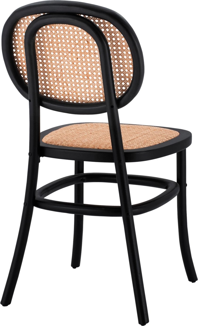 Karrige druri me ratan, ngjyrë e zezë, FH8747, 44x51x87 cm