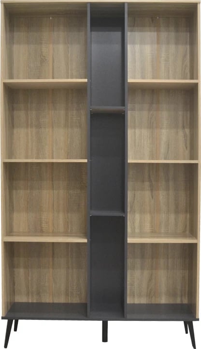 Raft librash Zezan, ngjyrë sonoma-gri e errët, 114x30x200.5cm