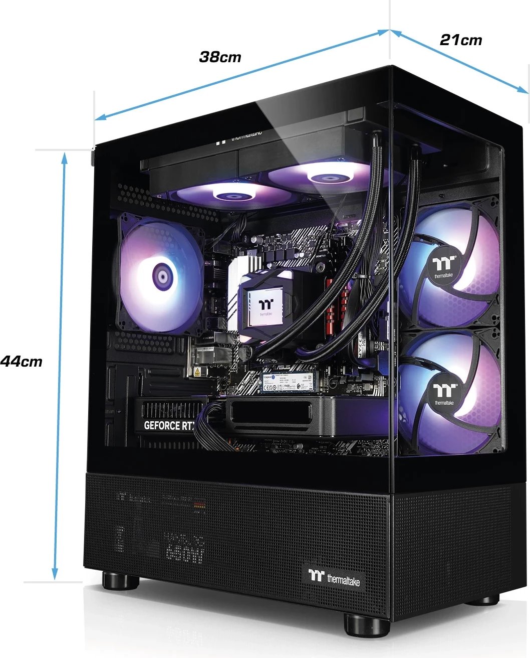 Kompjuter Thermaltake OMG V170a 5060, Ryzen 7 5700X, 32GB RAM, 1TB SSD, GeForce RTX, e zezë