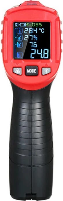 Termometër infrakuq (pirometër) Habotest HT651D, D:S 12:1, -50°C–800°C, termoelement K, matje lagështie & pikë vese