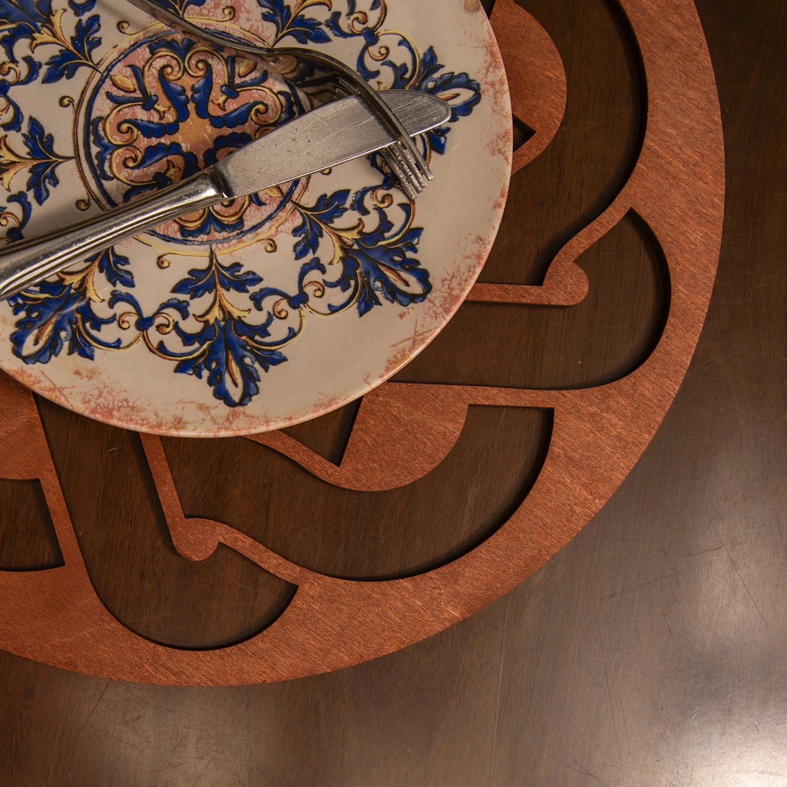 Set nënshimesh tavoline prej druri, ngjyrë rozë, Hermia Don, 4 copë