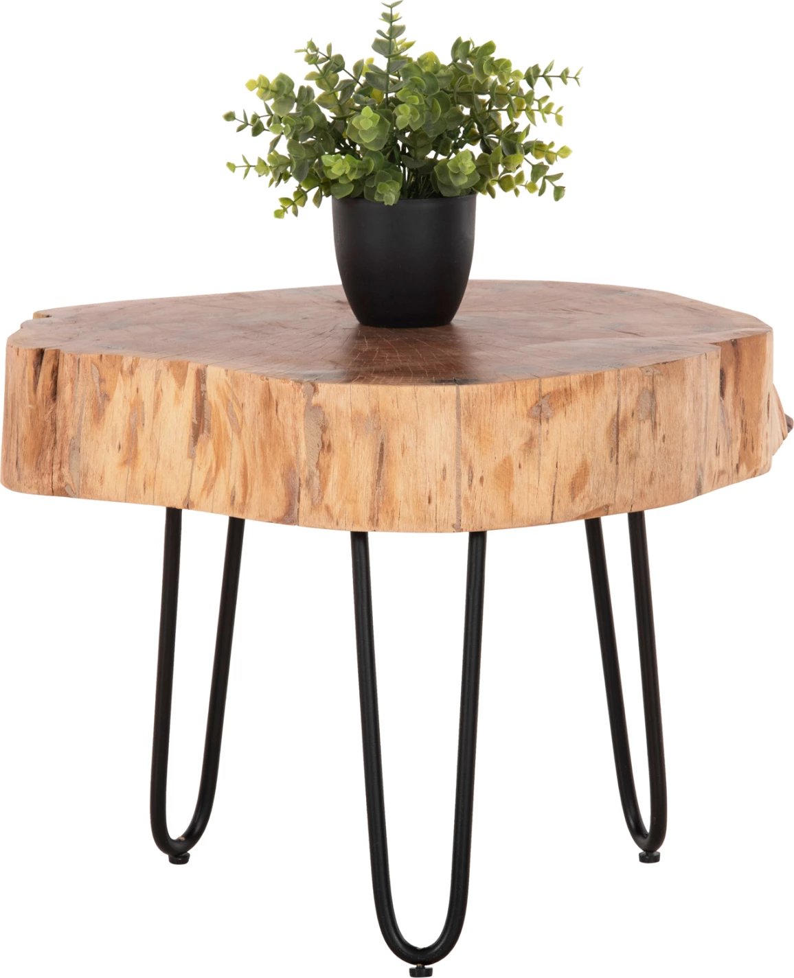 Tavolinë kafeje CLAUDINE, dru akacie, këmbë metali, 52x54x40 cm