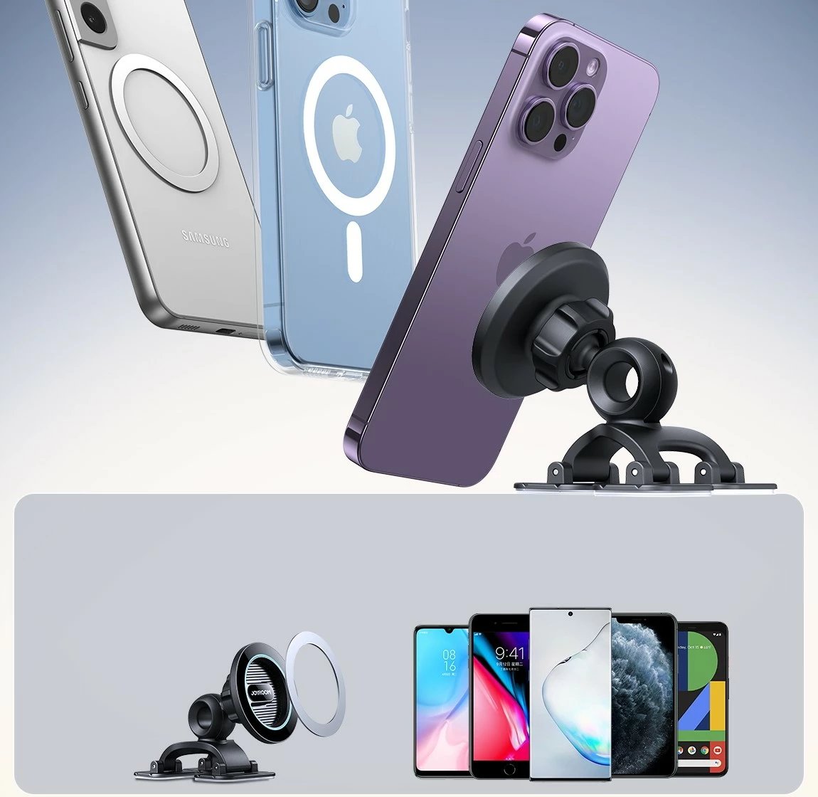 Mbajtës magnetik telefoni Joyroom JR-ZS366 për pult makine, i zi