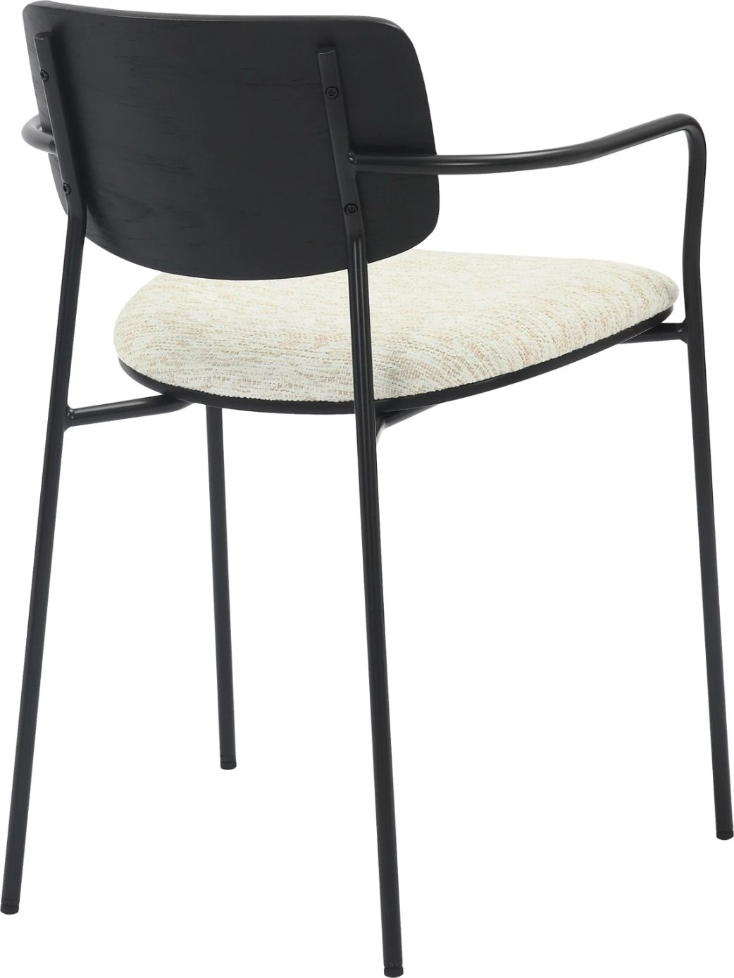 Karrige për ngrënie VIKKI FH9980.02 metal & dru në pëlhurë e zezë-krem, 54x54x75.5H cm, set prej 2 copë