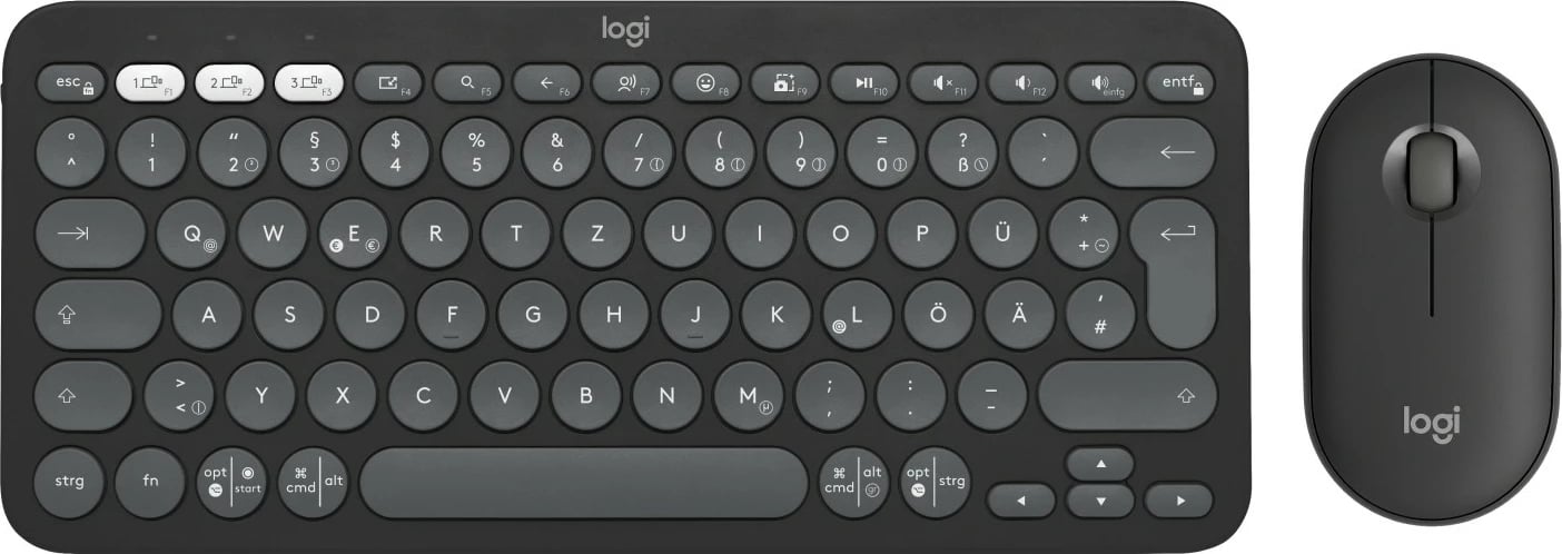 Set maus e tastierë Logitech Pebble 2 Combo 920-012203, wireless, Bluetooth, QWERTZ, grafit