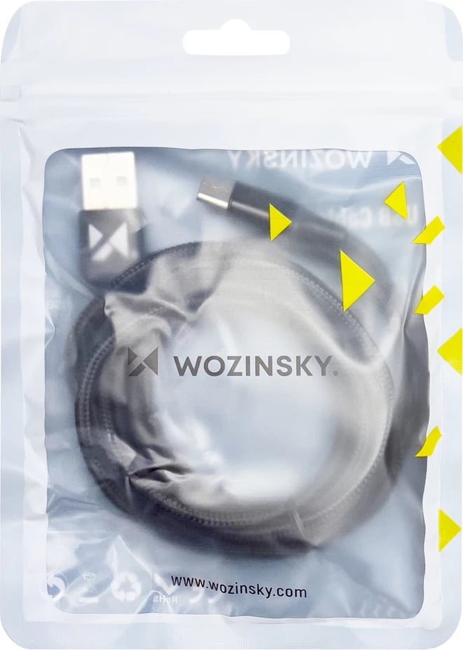 Kabllo USB në USB Type-C Wozinsky WUC-C2B, 2m, 2.4A, e zezë