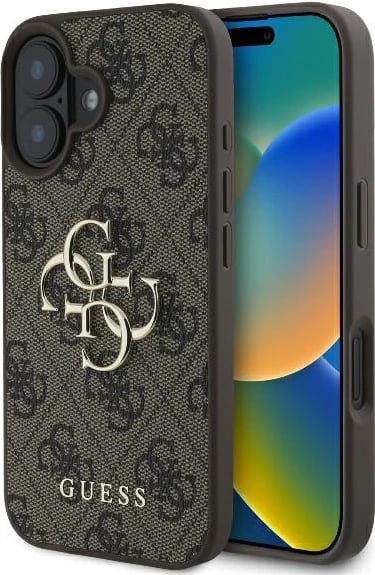 Mbështjellës Guess 4G Big Logo për iPhone 16, 6.1", Kafe