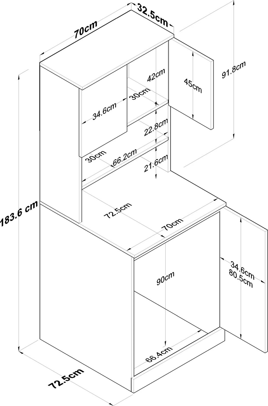 Dollap për lavatriçe, ngjyrë e bardhë dhe arre, Hanah Home KD102-2160