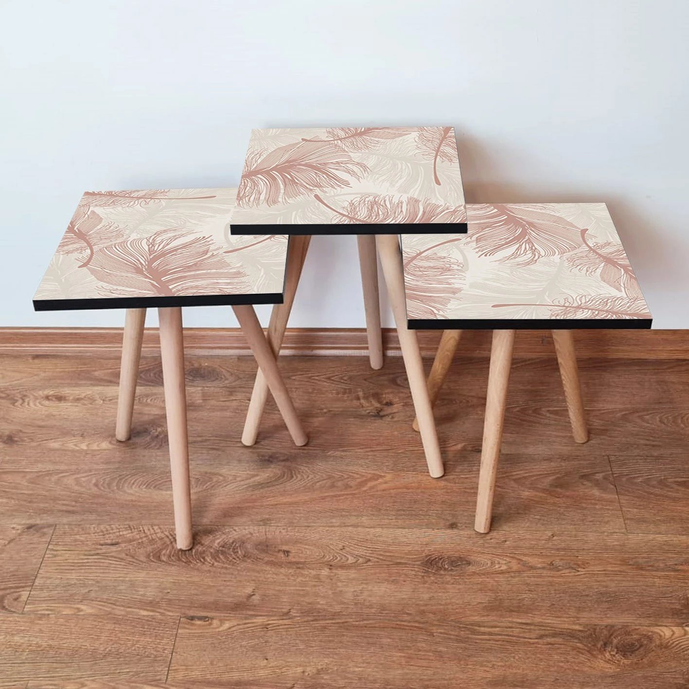 Tavolina ndihmëse të vendosshme (3 copë), Skye Decor, 3Shp188, bezhë/krem