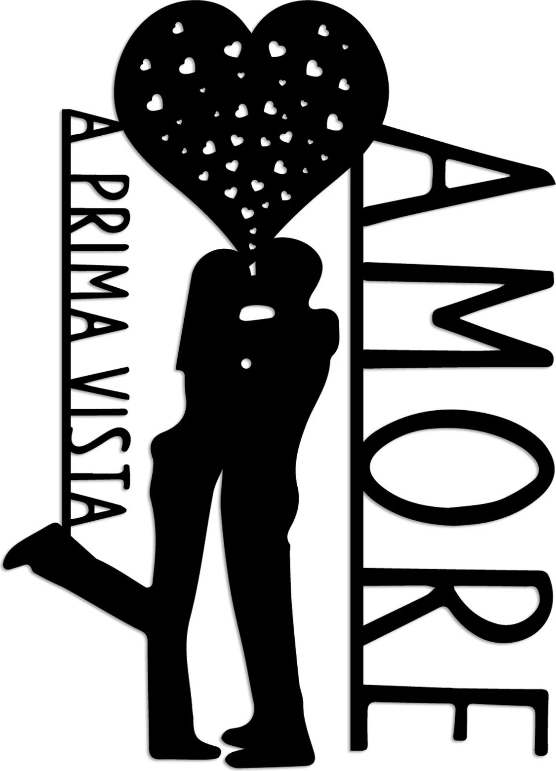 Aksesor dekorativ metalik për mur, Amore Prima Vista 3, ngjyrë e zezë, 40x56cm