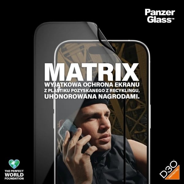 Xham mbrojtës PanzerGlass Matrix Ultra-Wide-Fit për iPhone 15 Pro me pozicionues