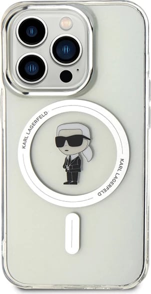 Mbështjellës Karl Lagerfeld IML Ikonik MagSafe për iPhone 15 Pro, Transparent