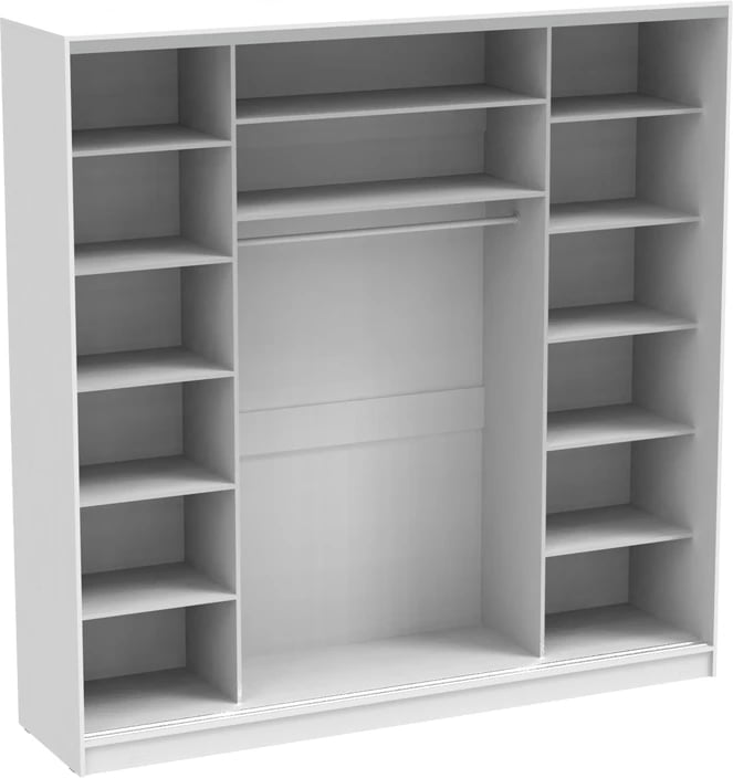 Dollap rrëshqitës me pasqyrë, ngjyrë e bardhë, 240x60x240cm