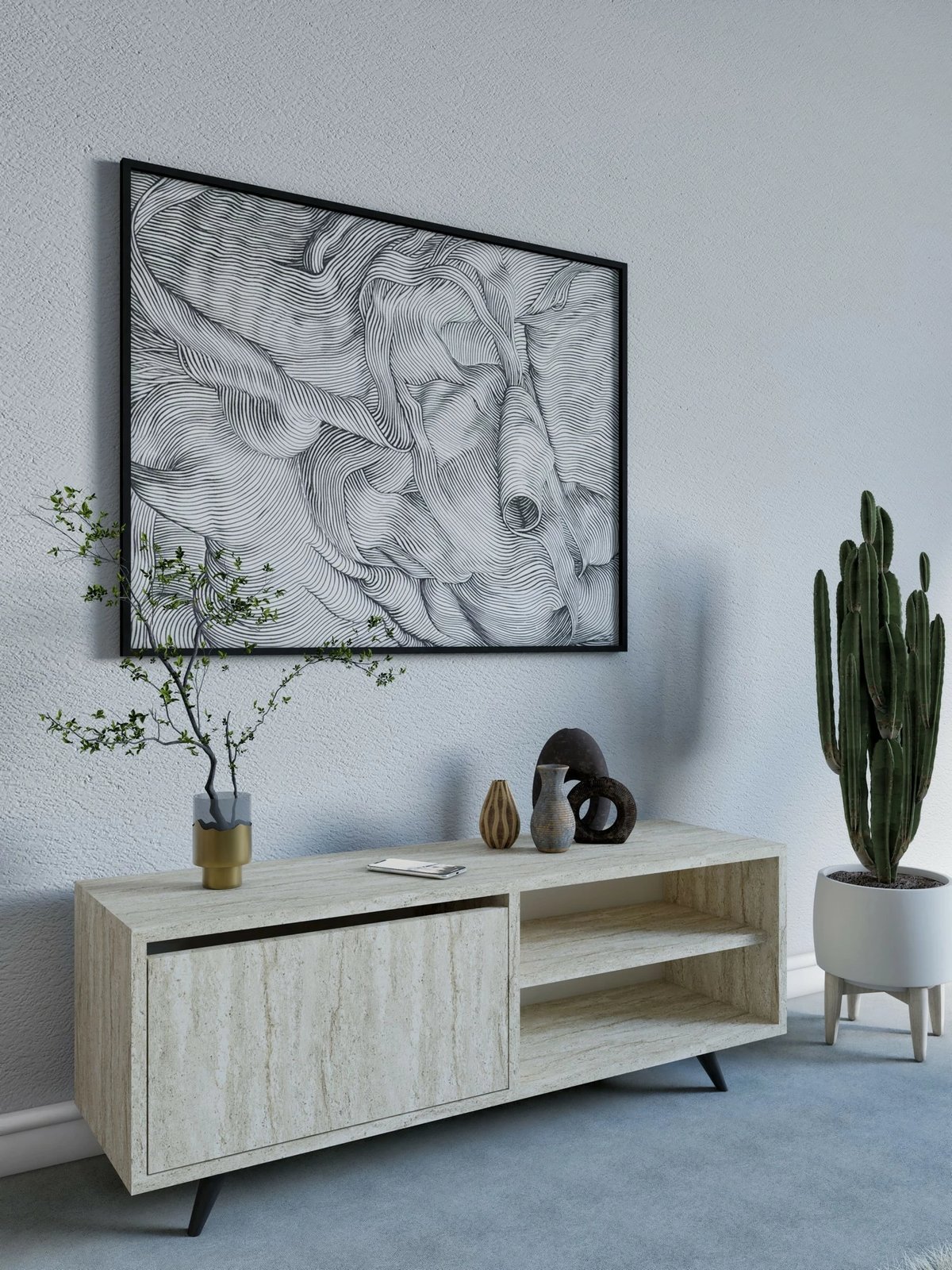 Komodë TV Hanah Home, ngjyrë travertin