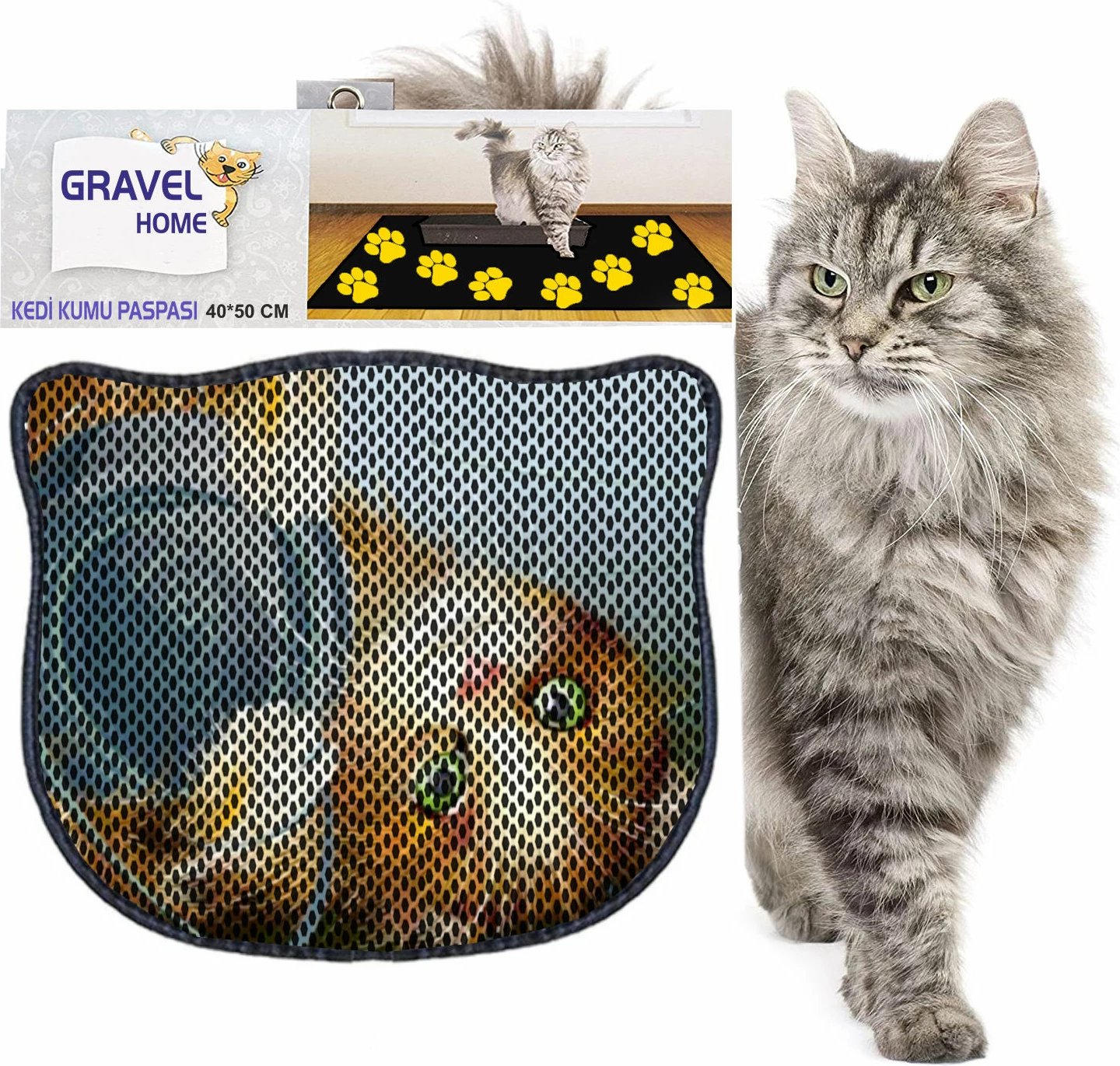 Tapet për rërë mace, Paws & Whiskers, Kdkafa0171, shumëngjyrësh, 40x50cm