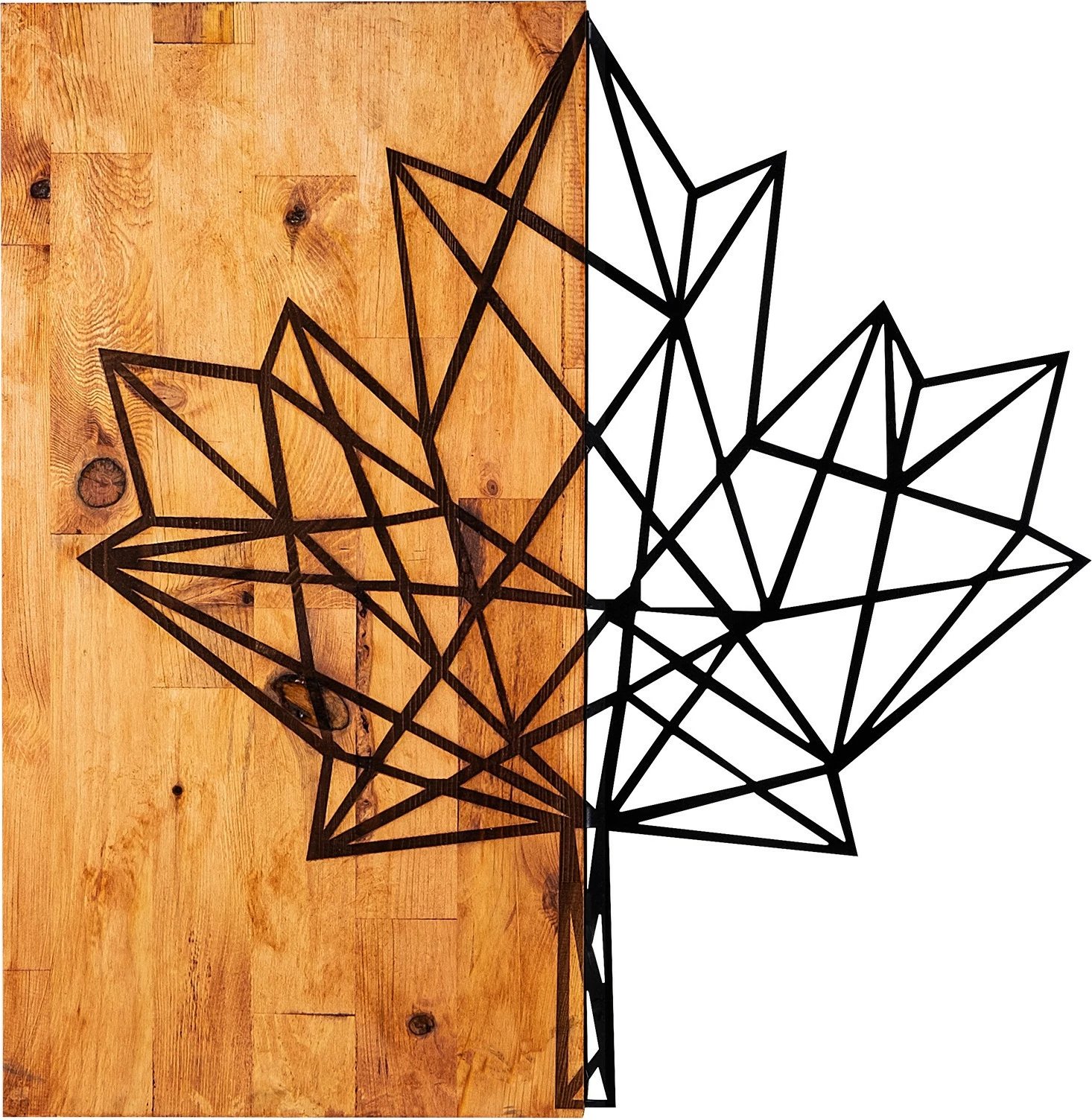 Aksesor dekorativ për mur, dru arre, gjethe, Wallity