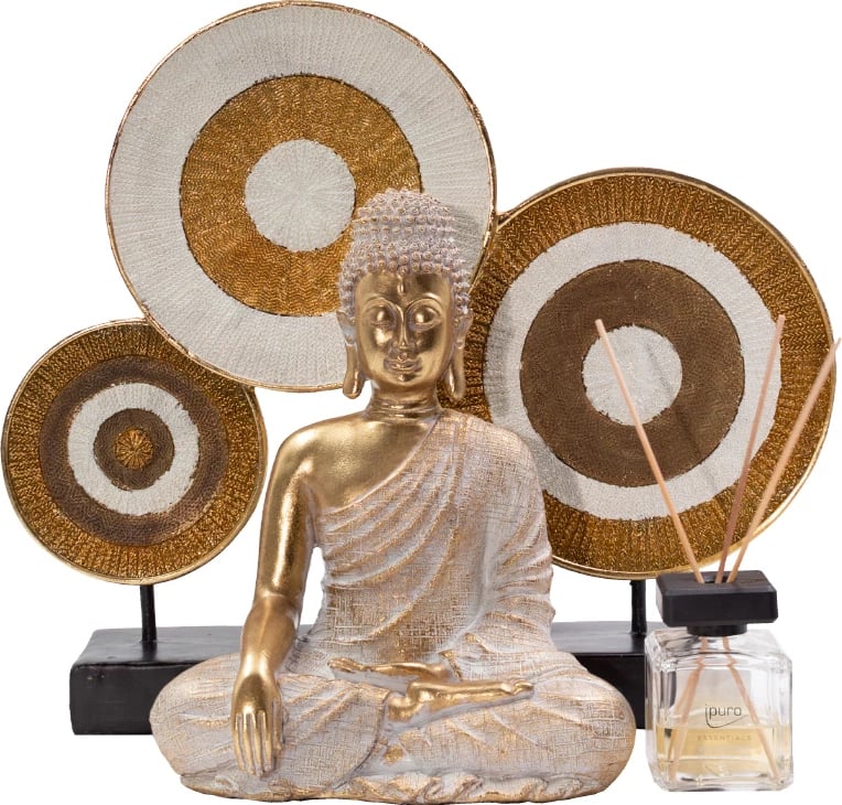 Dekor Totem ANHOUR, polirezine, metal, ar dhe bardhë, 47x11x41 cm