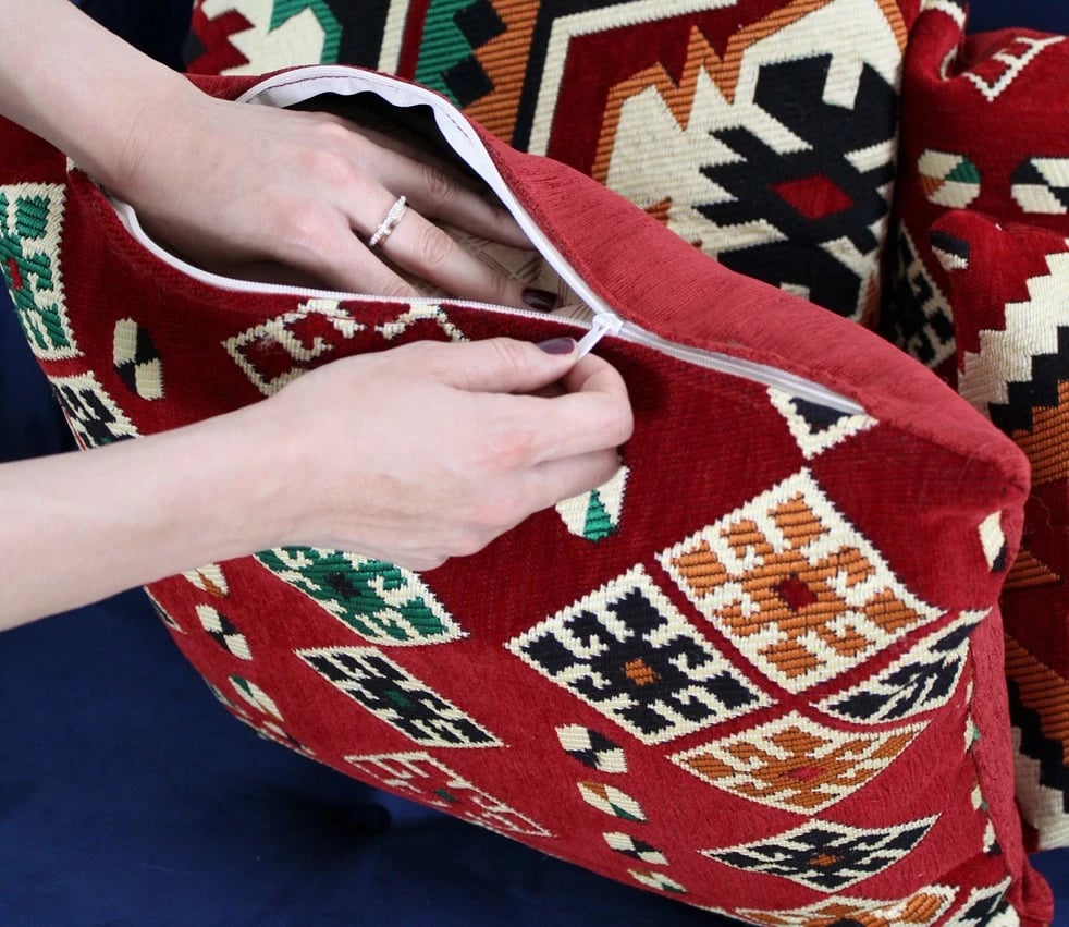 Jastëk dekorativ Esmeli v3, i kuq, Evila Originals, 50x50cm