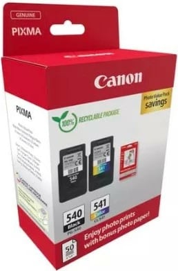 Set bojë printeri Canon Multipack PG-540/CL-541 me letër foto, për PIXMA, 8 ml, e zezë dhe ngjyra, 50 fletë