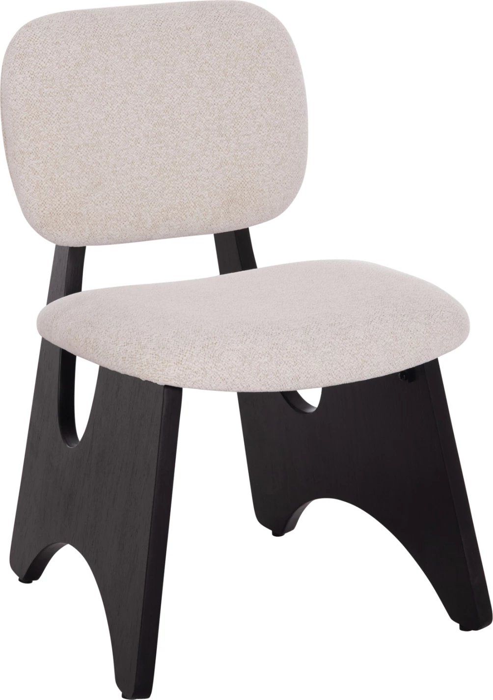 Karrige ngrënieje BELLISI, set 2 copë, stof krem i bardhë, dru i zi, FH18248.02, 53x56x78cm