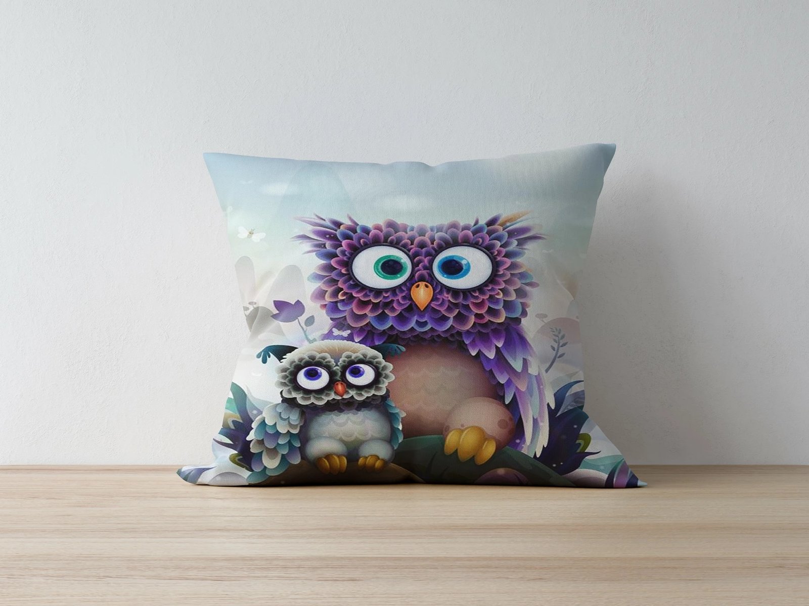 Jastëkëmbulesë me dizajn kukuvajka, shumëngjyrëshe, Evila Originals, a1089, 43x43cm