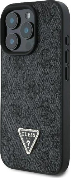 Mbështjellës Guess 4G Triangle Strass për iPhone 16 Pro Max, MagSafe, i zi